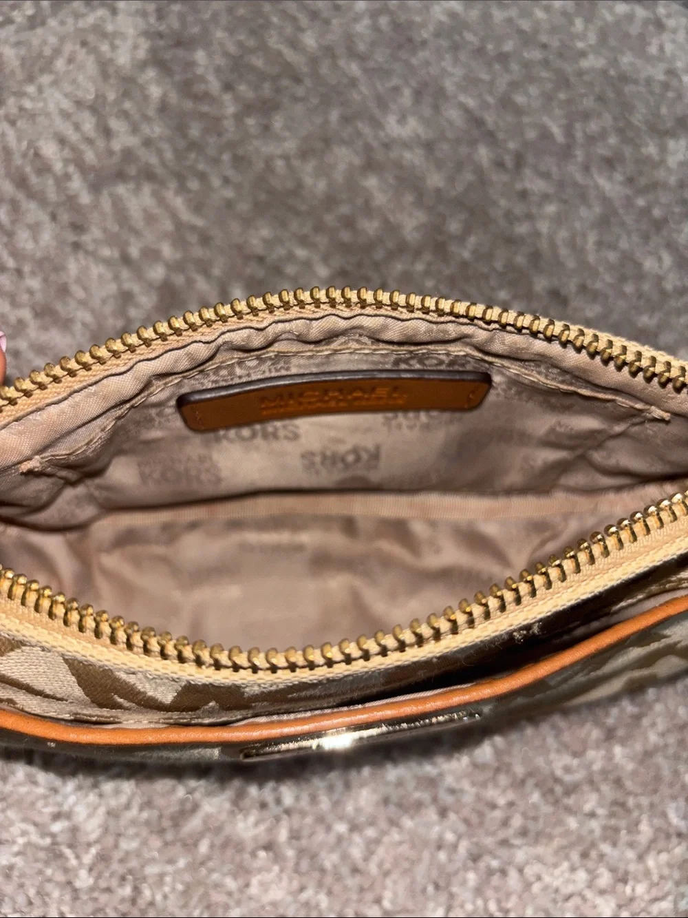 Michael Kors Tan Logo Toiletry Pouch